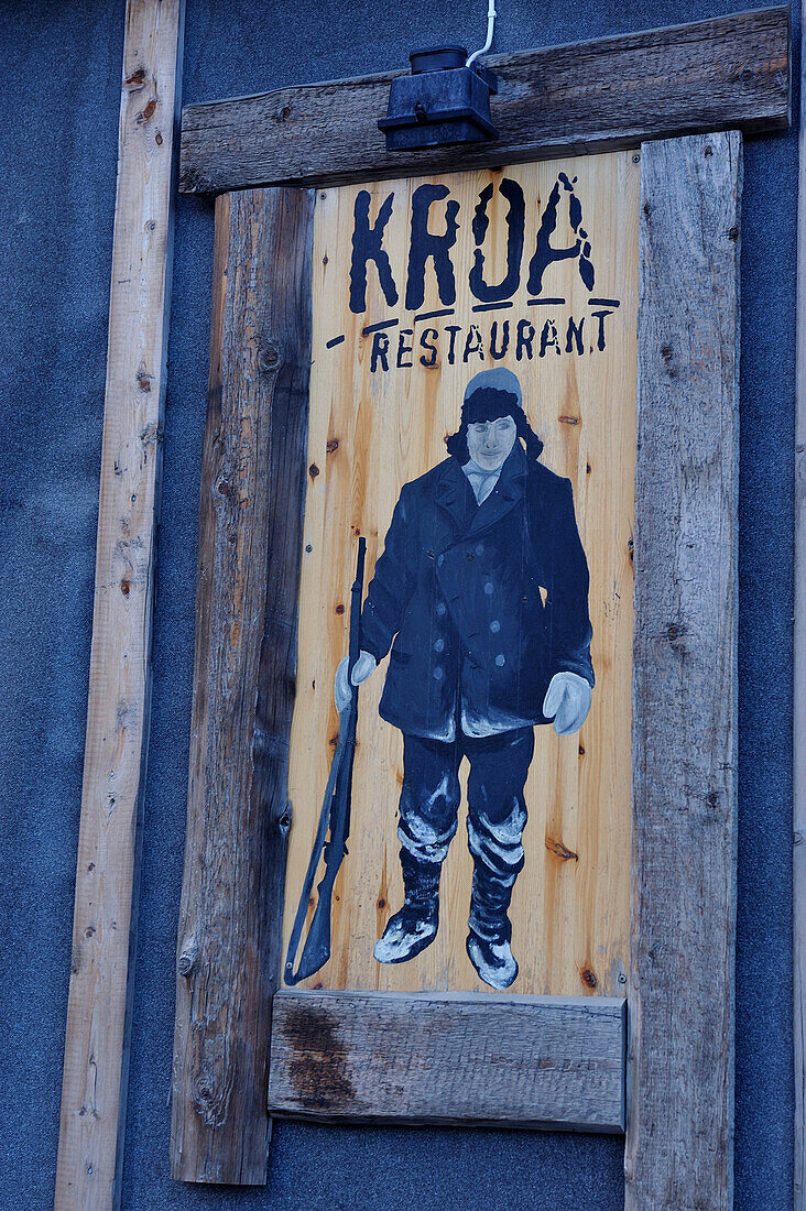 Arctic, Spitsberg, Longyearbyen (capital of Spitsberg), restaurant sign