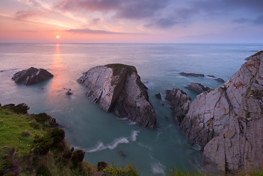 Sunset over the North Devon Coast, Devon, England, United Kingdom, Europe