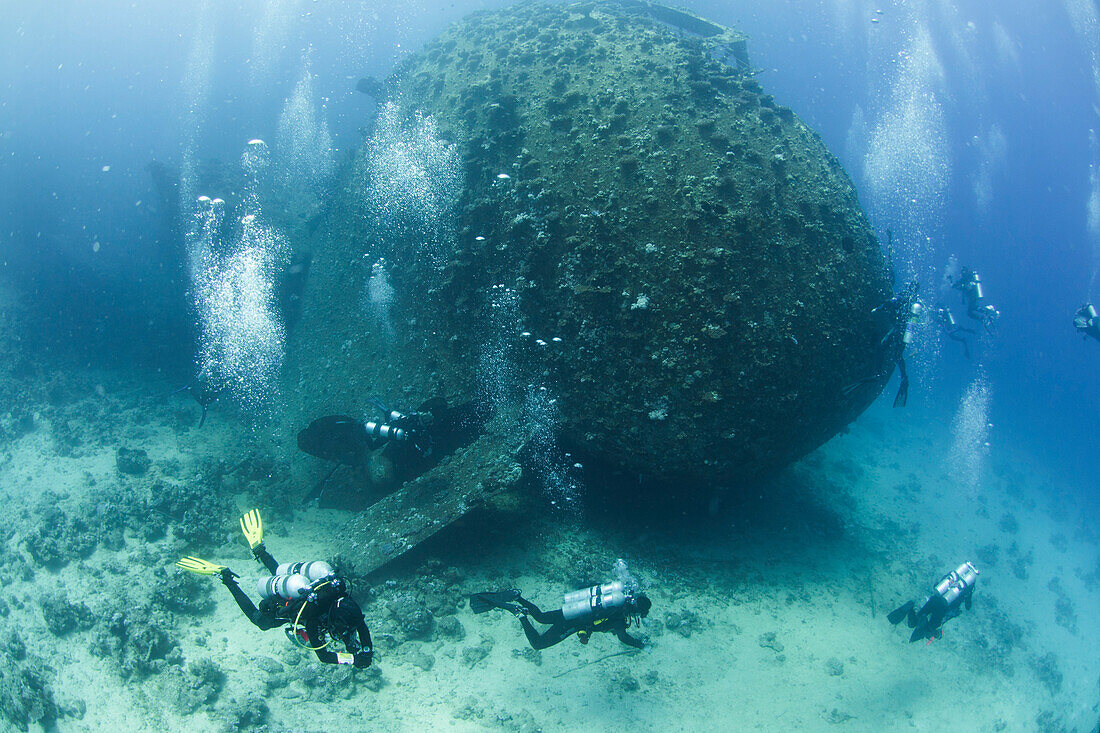 Diving the wreck of The Giannis D, Red Sea, Egypt, North Africa, Africa