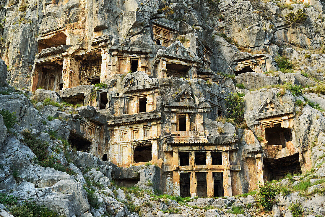 Myra rock tombs, Demre, Antalya Province, Anatolia, Turkey, Asia Minor, Eurasia