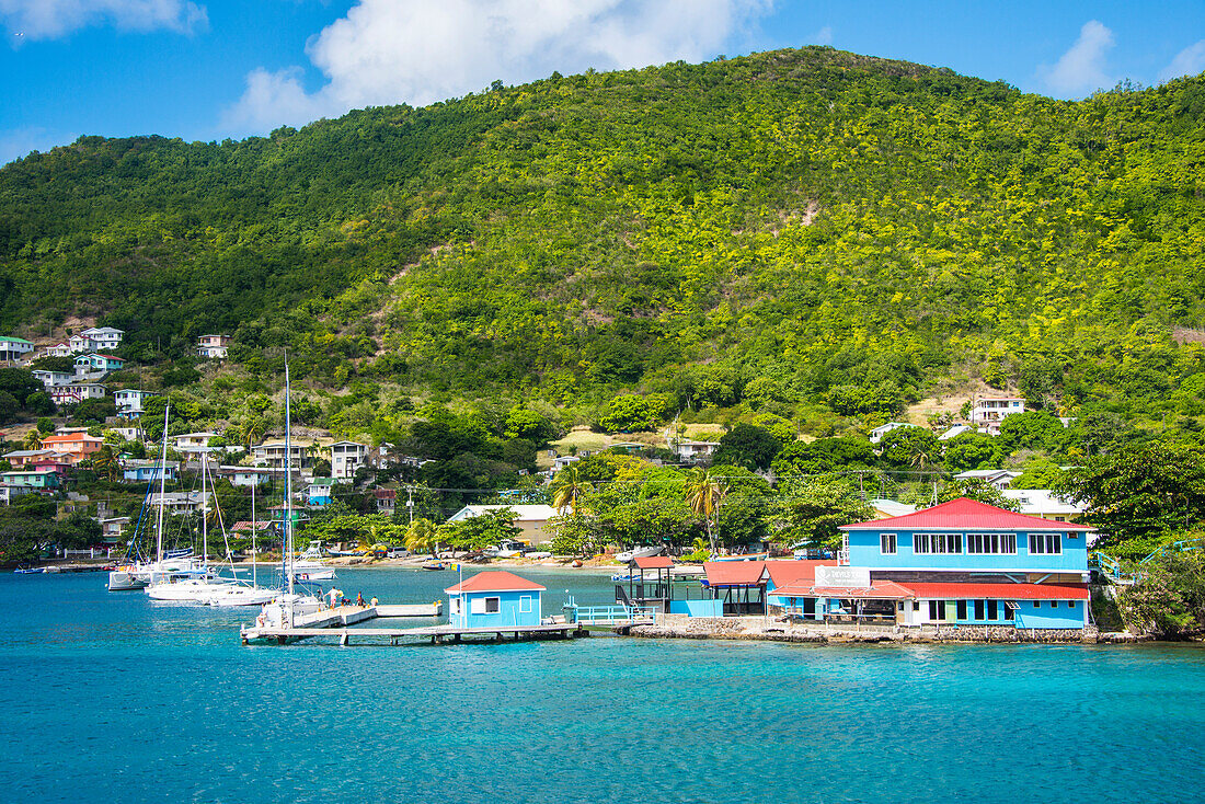 The harbour of Port Elizabeth, Admiralty Bay, Bequia, The Grenadines, St. Vincent and the Grenadines, Windward Islands, West Indies, Caribbean, Central America