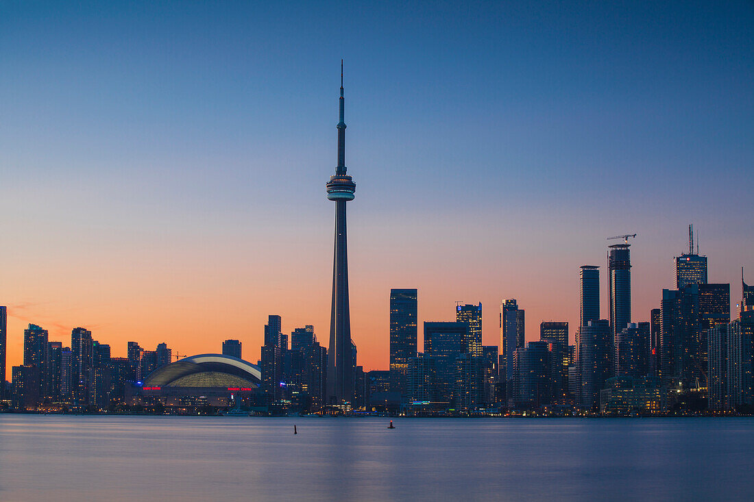 View of CN Tower and city skyline, Toronto, Ontario, Canada, North America