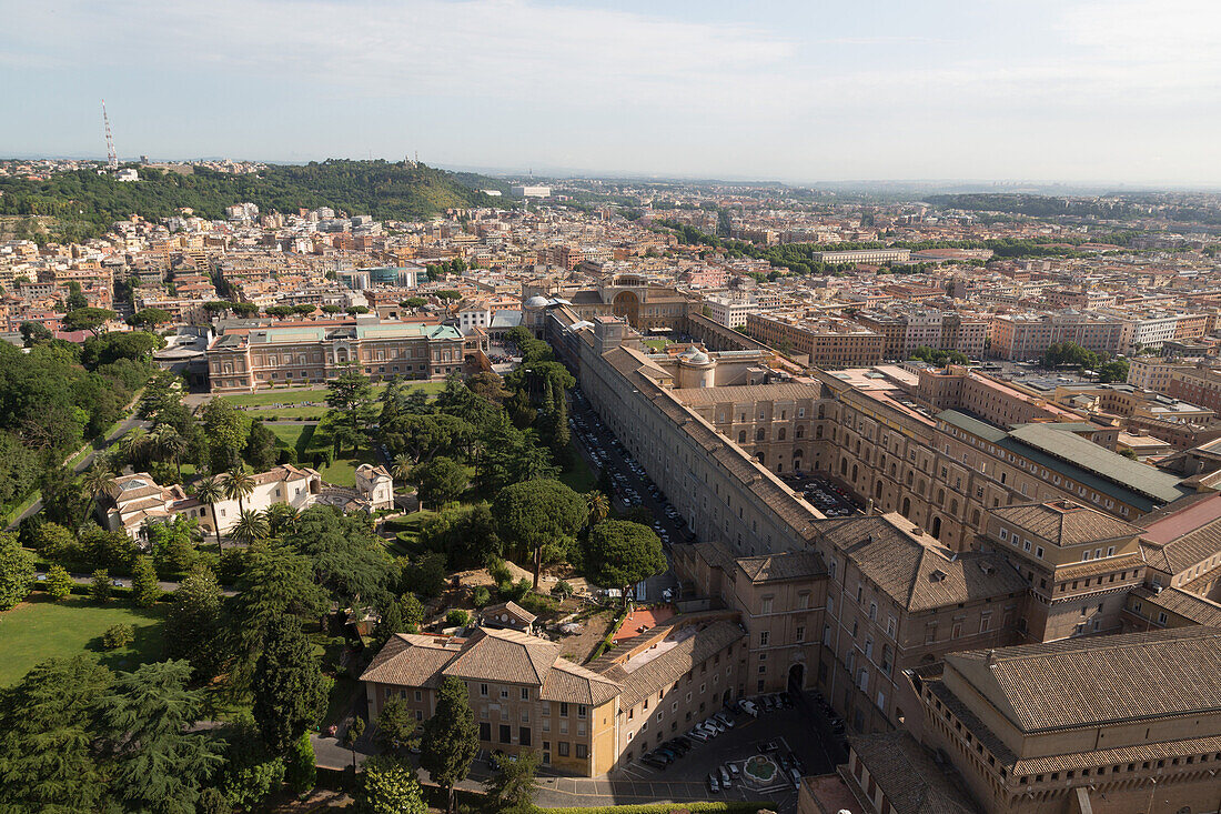 The Vatican Museum from the dome of St. Peter's Basilica, Vatican, Rome, Lazio, Italy, Europe