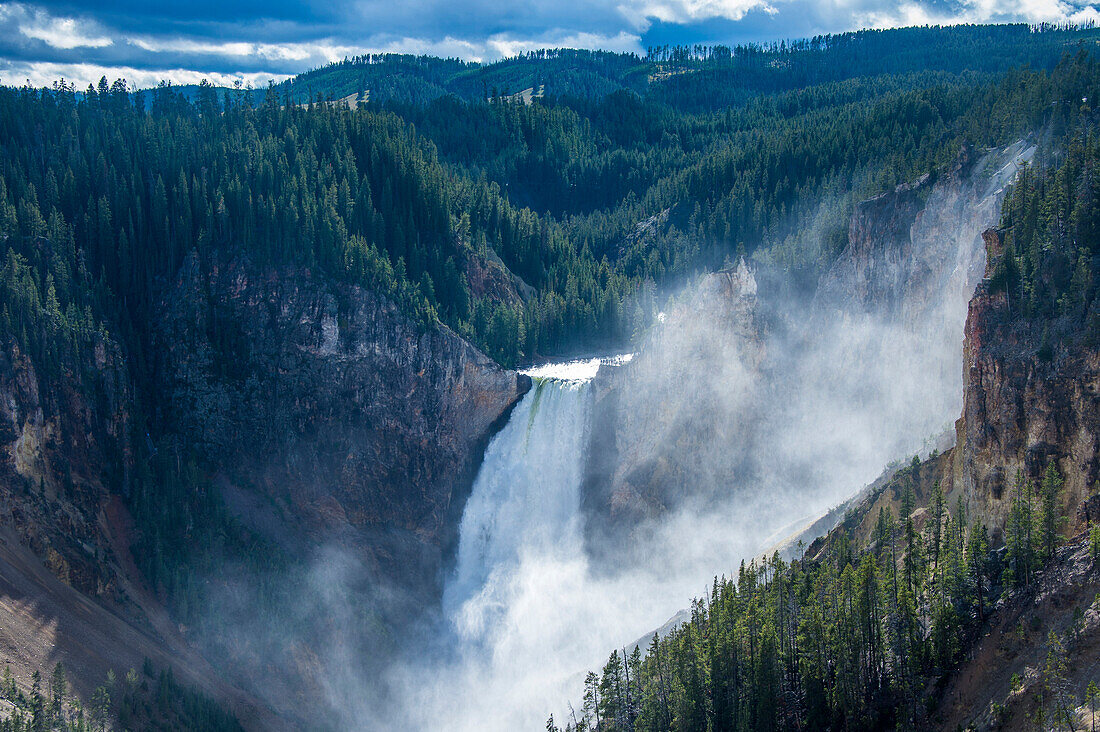 The Upper Falls in the Grand Canyon of Yellowstone in the Yellowstone National Park, UNESCO World Heritage Site, Wyoming, United States of America, North America