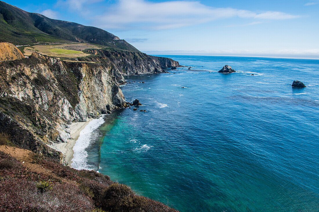 The rocky coast of the Big Sur near Bixby bridge, California, USA