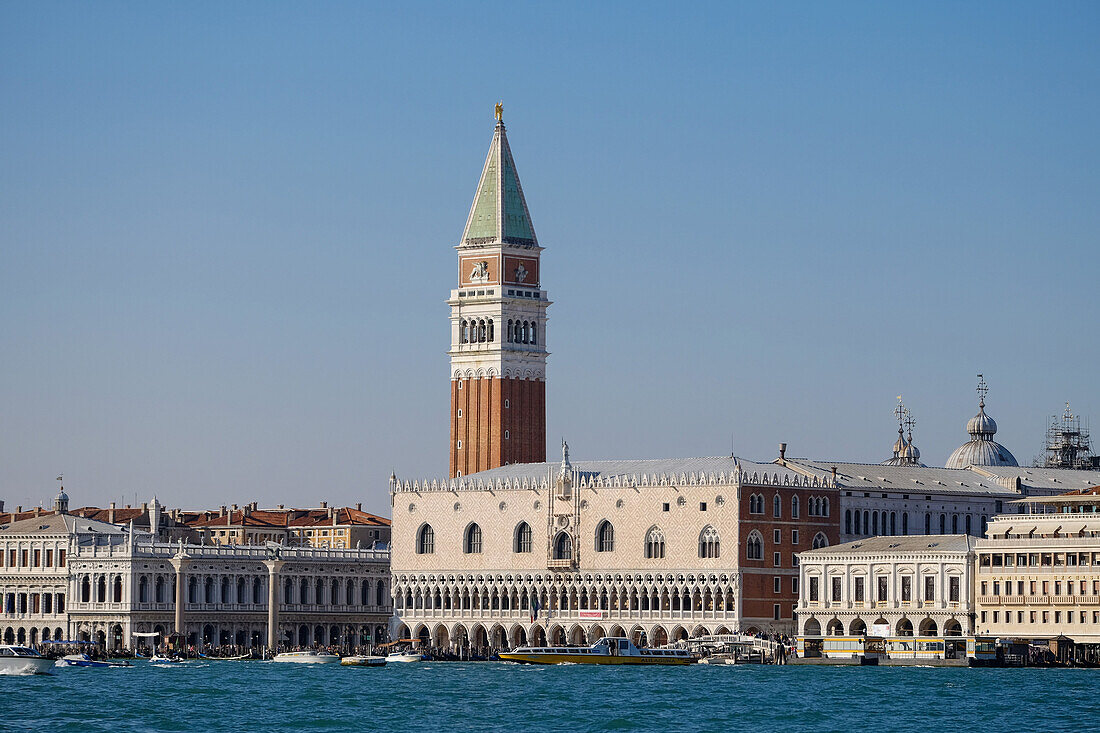 San Marco bell tower (Campanile) and Doge's Palace, Venice, UNESCO World Heritage Site, Veneto, Italy, Europe