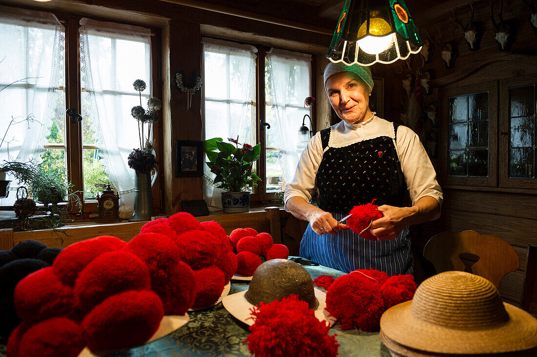 Gabriele Aberle, traditional hatter, Gutach, Black Forest, Baden-Württemberg, Germany