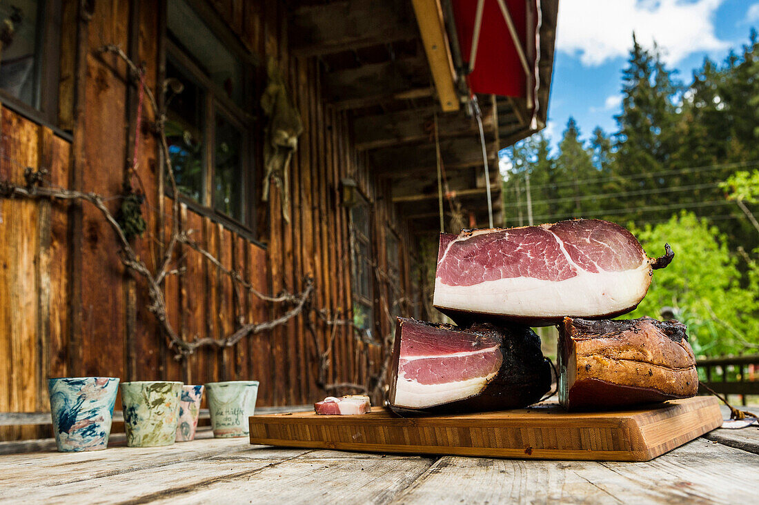 Black Forest Ham, Untermuehlbachhof, St.Georgen-Peterzell, Black Forest, Baden-Wuerttemberg, Germany