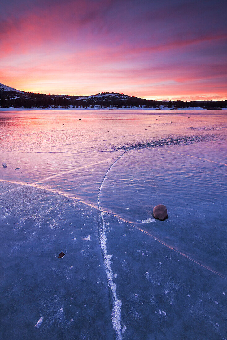 White Rock lake at Sunset, Pacific Crest near Truckee, California.