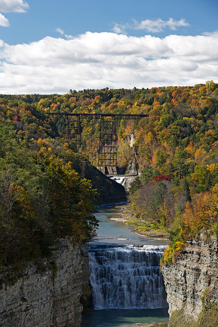 Middle and Upper falls of the Genesee river in Letchworth State Park