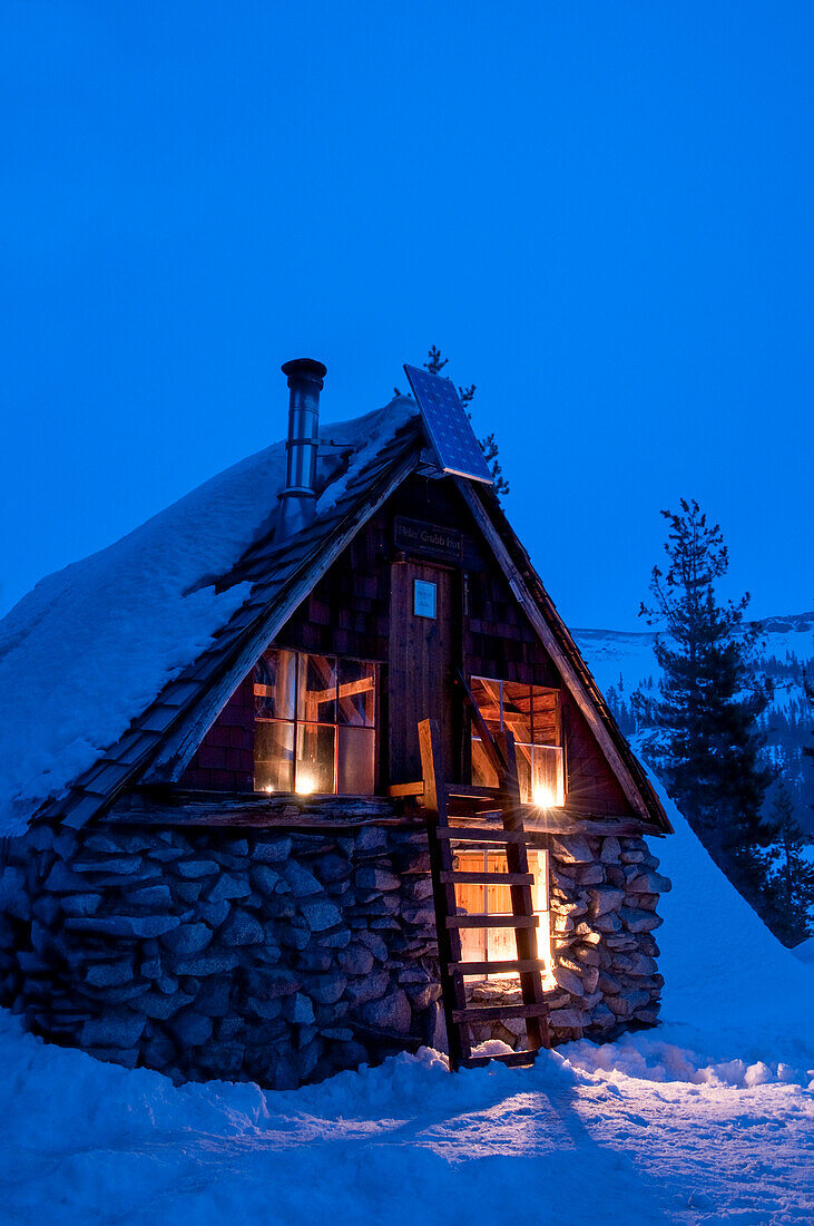 The Peter Grubb hut was built by the Sierra Club in 1938-39, and is a backcountry ski in hut on Donner Pass