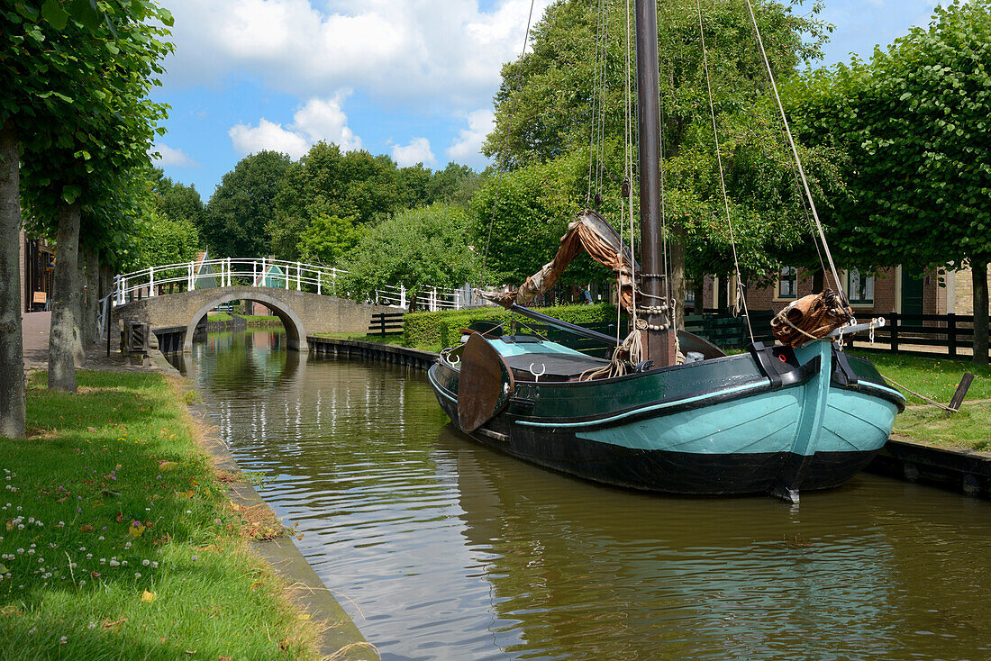 Traditional sailing boat, Zuiderzee Open Air Museum, Lake Ijssel, Enkhuizen, North Holland, Netherlands, Europe