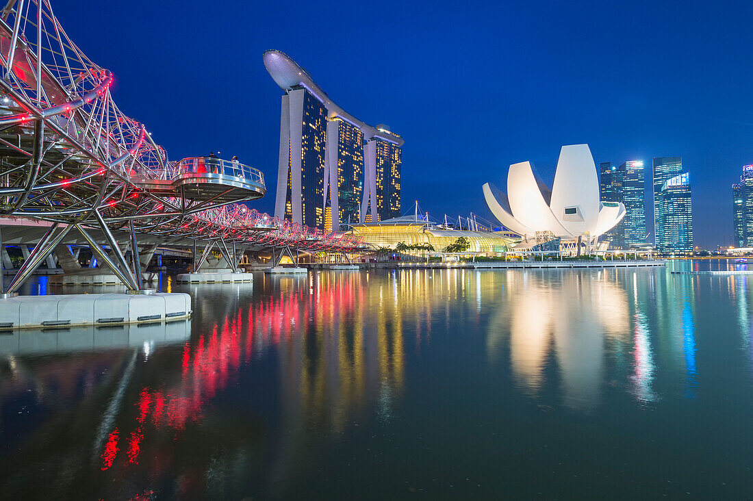 Marina Bay at night, Singapore, Southeast Asia, Asia