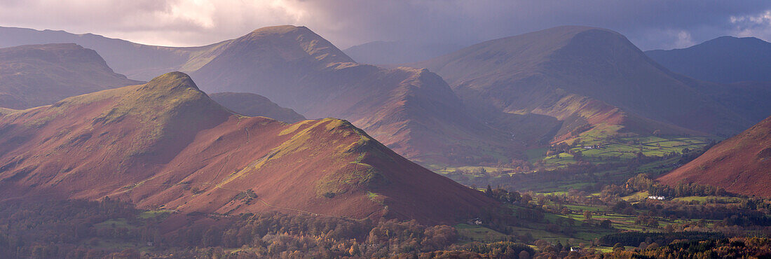 Catbells mountain and the Newlands Valley in autumn, Lake District Natoinal Park, Cumbria, England, United Kingdom, Europe