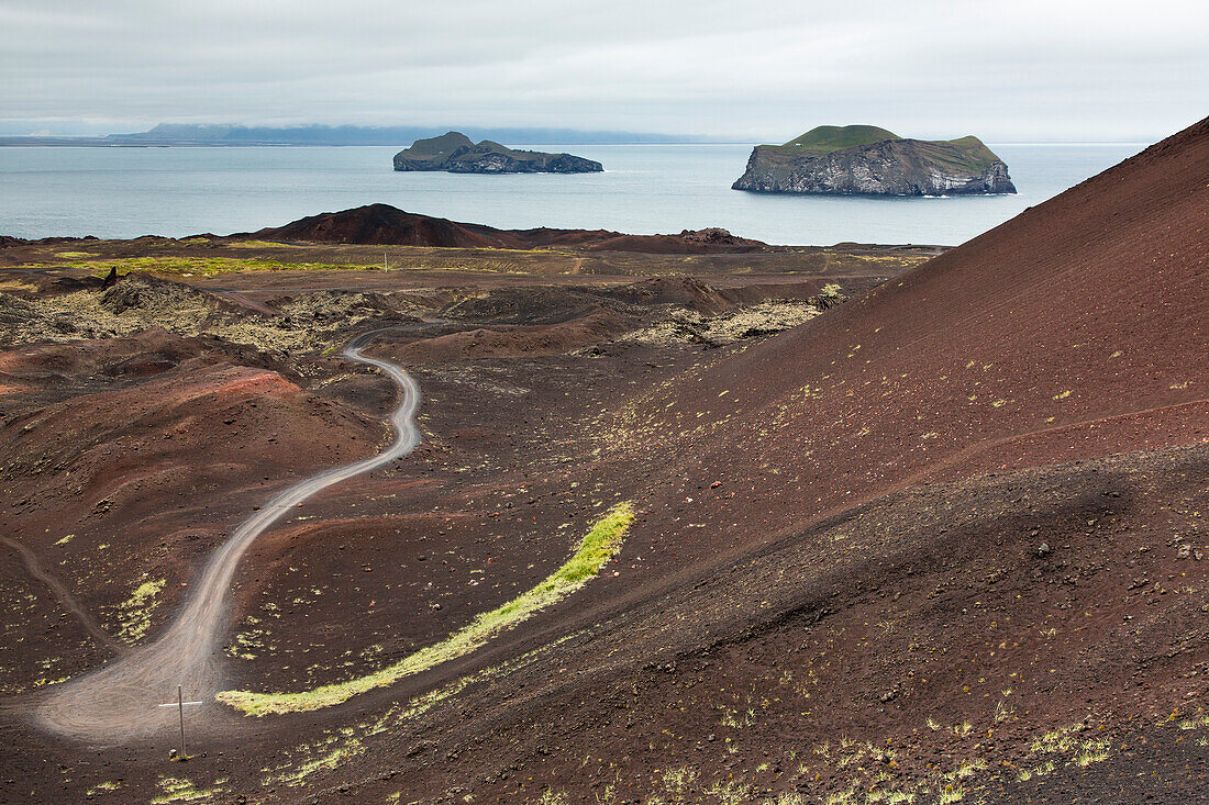 Overlooking recent lava flow on Heimaey Island, Iceland, Polar Regions