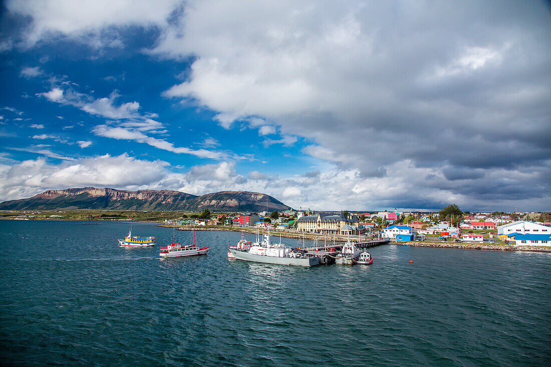 The harbour town of Puerto Natales, Patagonia, Chile, South America