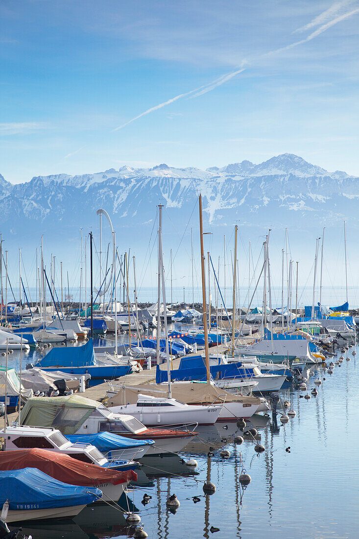 Ouchy harbour, Lausanne, Vaud, Switzerland, Europe