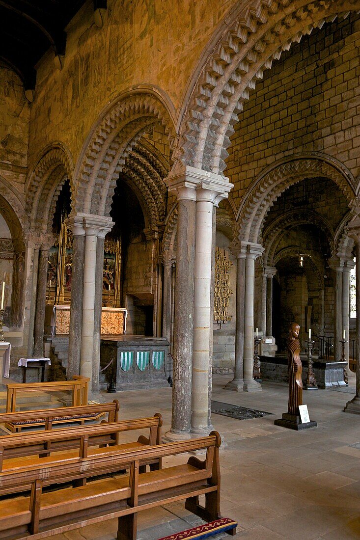 Interior of the 12th century Norman Romanesque Galilee Chapel, Durham Cathedral, County Durham, England, United Kingdom, Europe