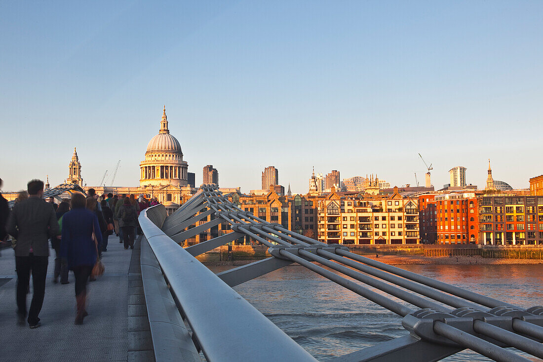 S. Paul's Cathedral and the Millennium Bridge, London, England, United Kingdom, Europe