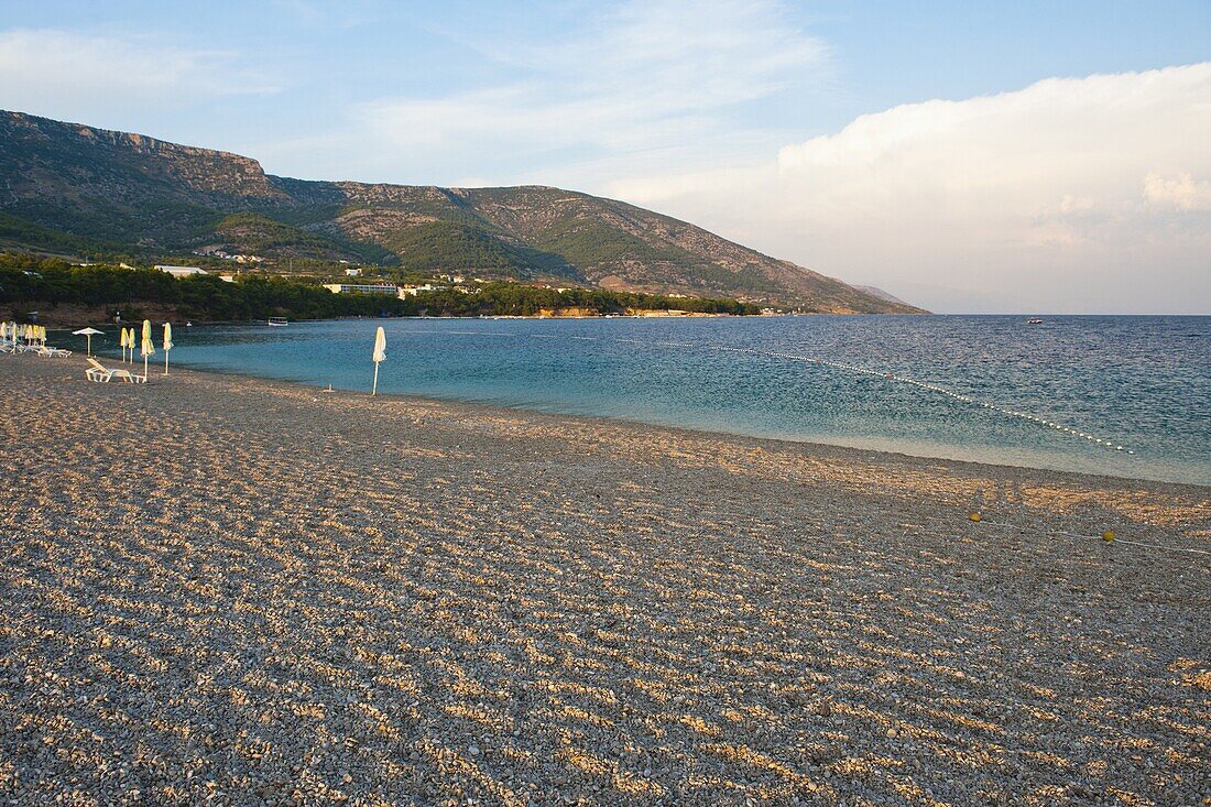 Zlatni Rat Beach at sunset, Bol, Brac Island, Dalmatian Coast, Adriatic, Croatia, Europe