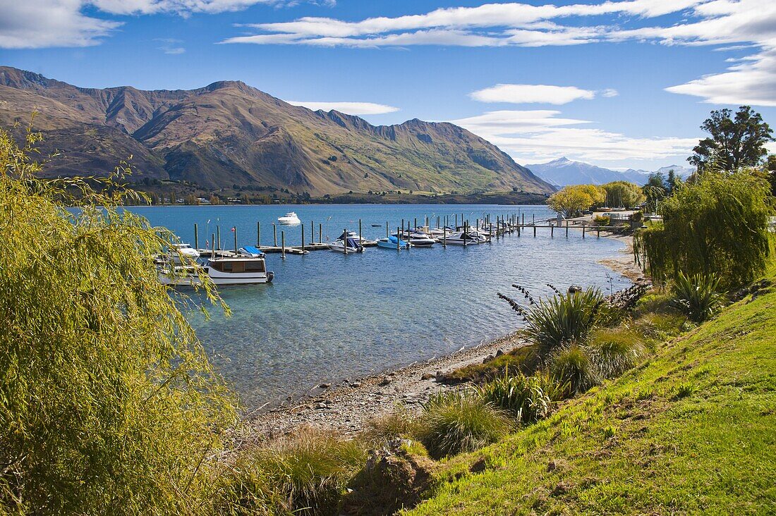 Lake Wanaka harbour sailing boats, Wanaka, South Island, New Zealand, Pacific