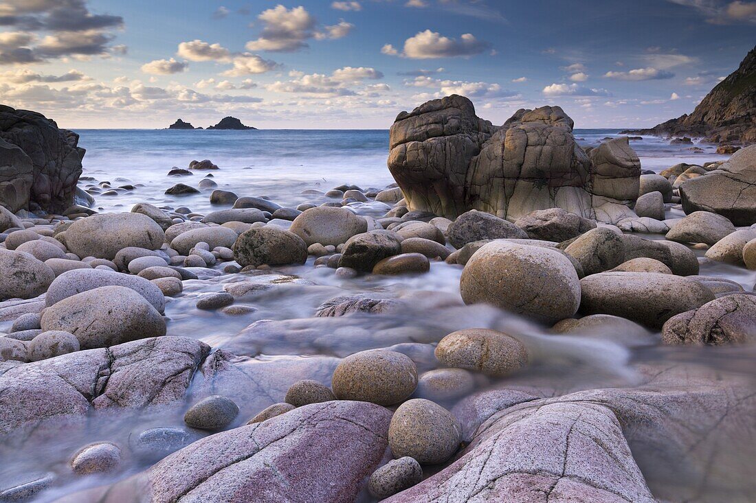 Rocky cove at Porth Nanven near Land's End, Cornwall, England, United Kingdom, Europe