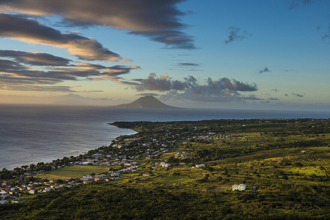 View to St. Eustatius from Brimstone Hill Fortress, St. Kitts, St. Kitts and Nevis, Leeward Islands, West Indies, Caribbean, Central America