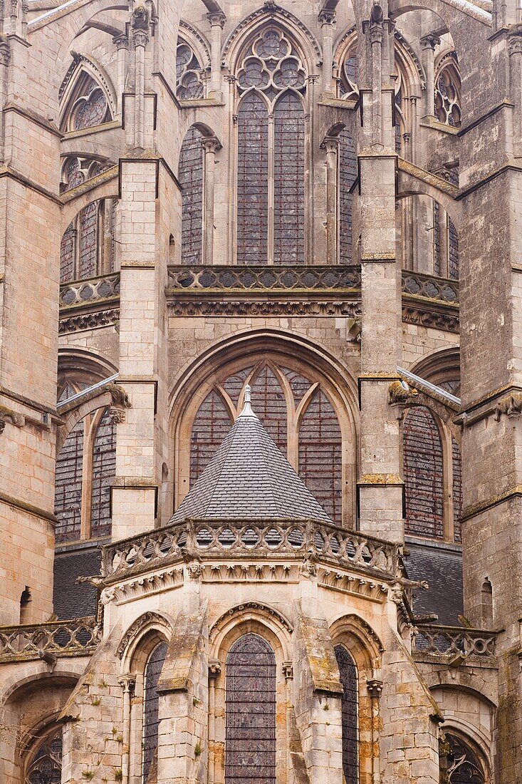 Flying buttresses on St.-Julien du Mans Cathedral, Le Mans, Sarthe, Pays de la Loire, France, Europe