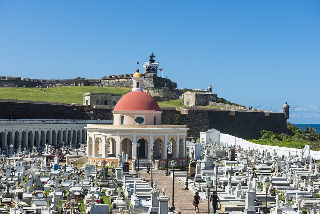 Cemetery in castle of San Felipe del Morro, UNESCO World Heritage Site, San Juan Historic Site, Puerto Rico, West Indies, Caribbean, Central America