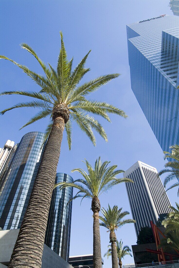Downtown, Bonaventure Hotel in background, Los Angeles, California, United States of America, North America
