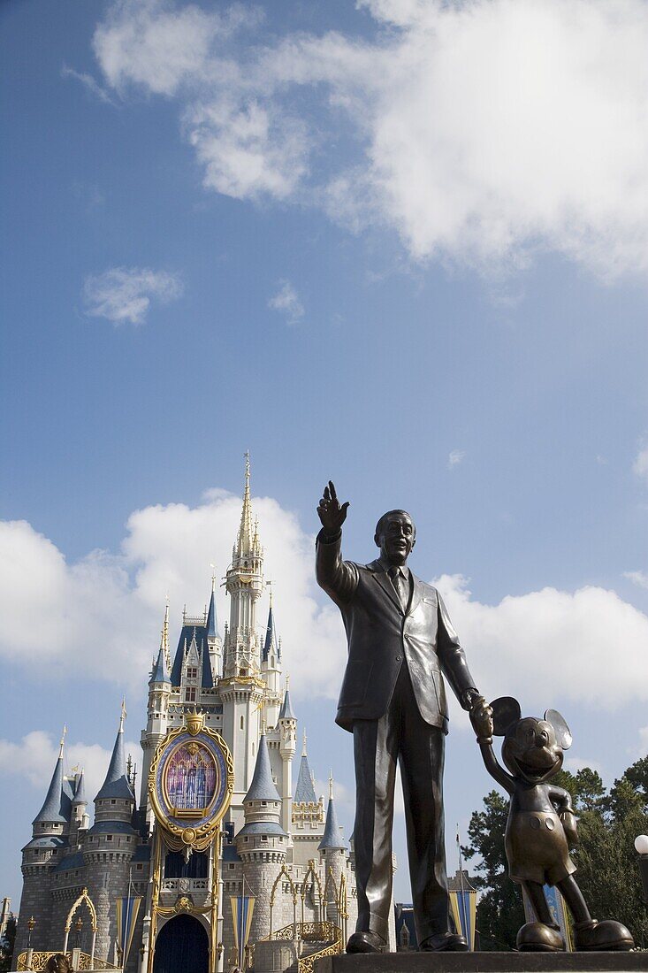 Statue of Walt Disney and Micky Mouse at Disney World, Orlando, Florida, United States of America, North America