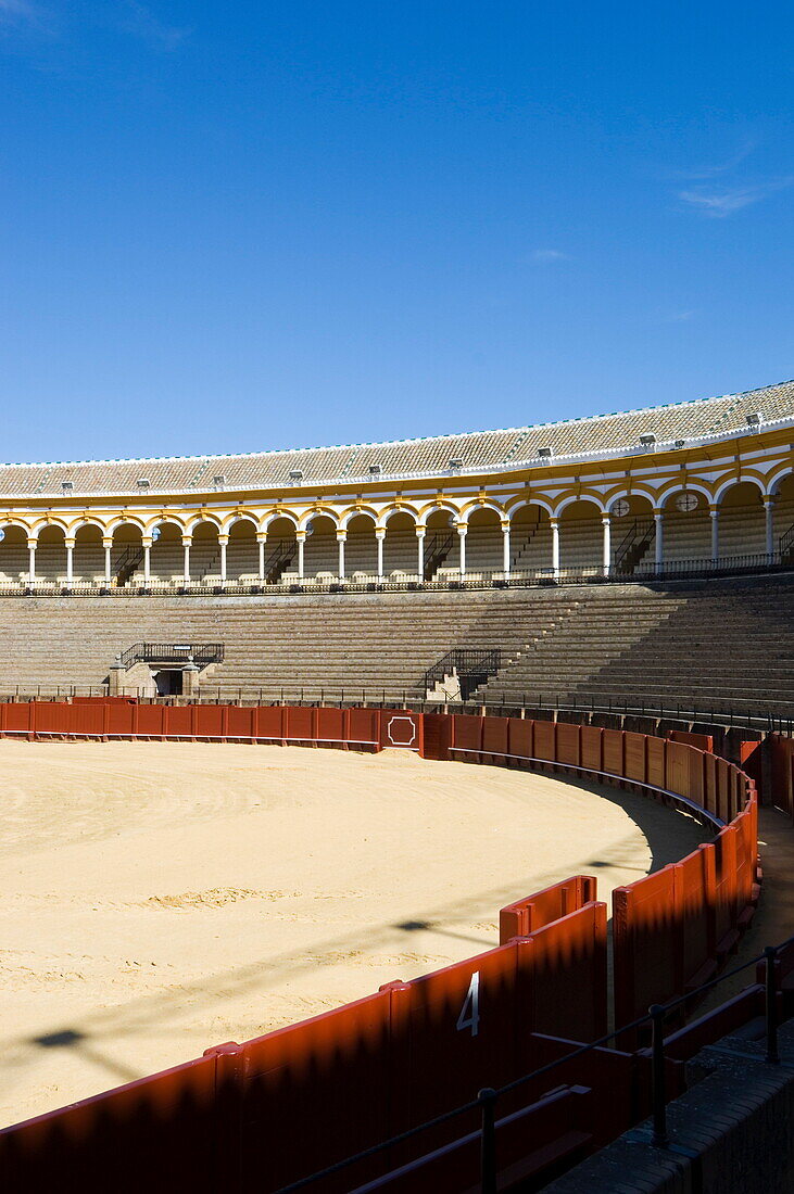 Inside the Bull Ring, Plaza de Toros De la Maestranza, El Arenal district, Seville, Andalusia, Spain, Europe
