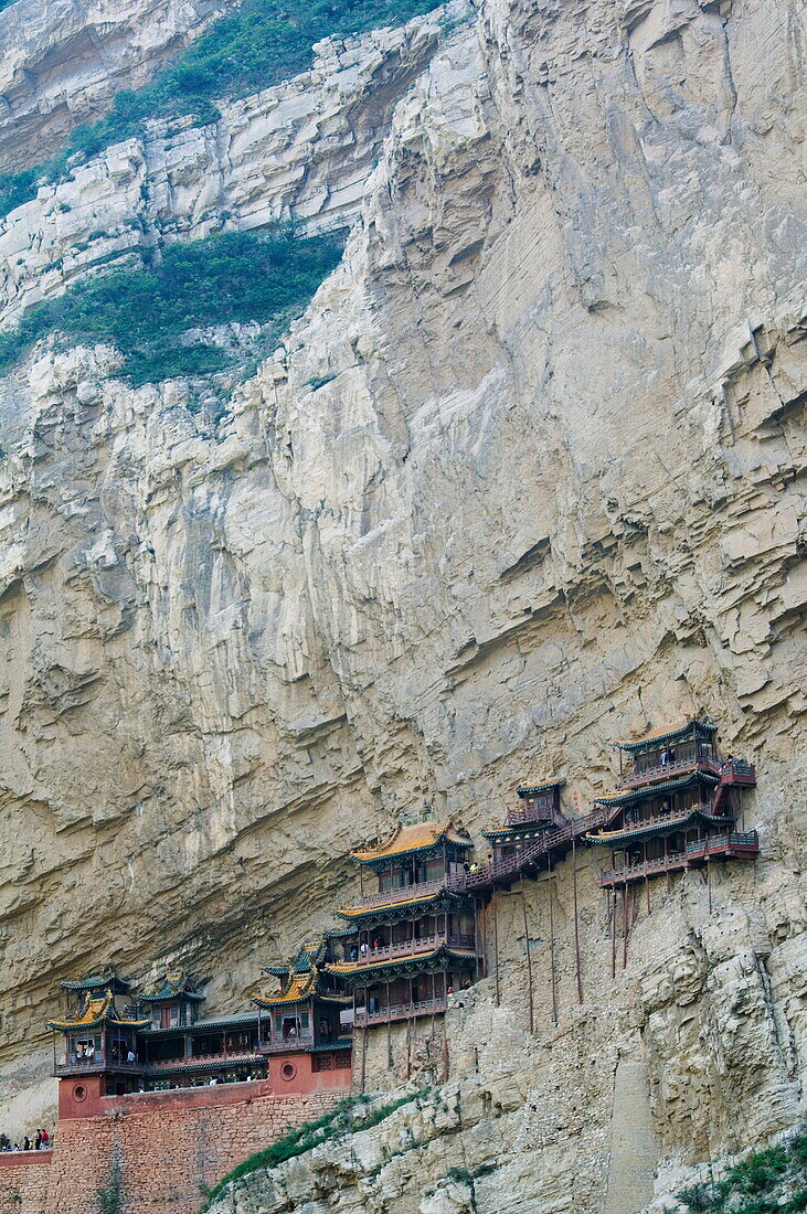 The Hanging Monastery dating back more than 1400 years in Jinlong Canyon, Shanxi province, China, Asia
