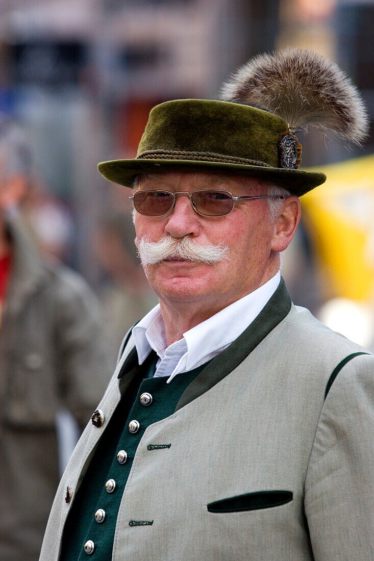 Portrait of a man in traditional Bavarian costume, Munich, Bavaria, Germany, Europe