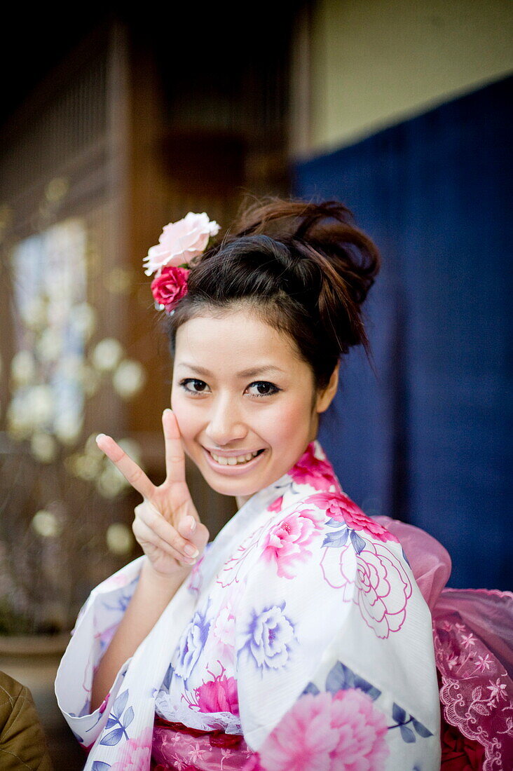 A tourist verison of a geisha, Tokyo, Japan, Asia