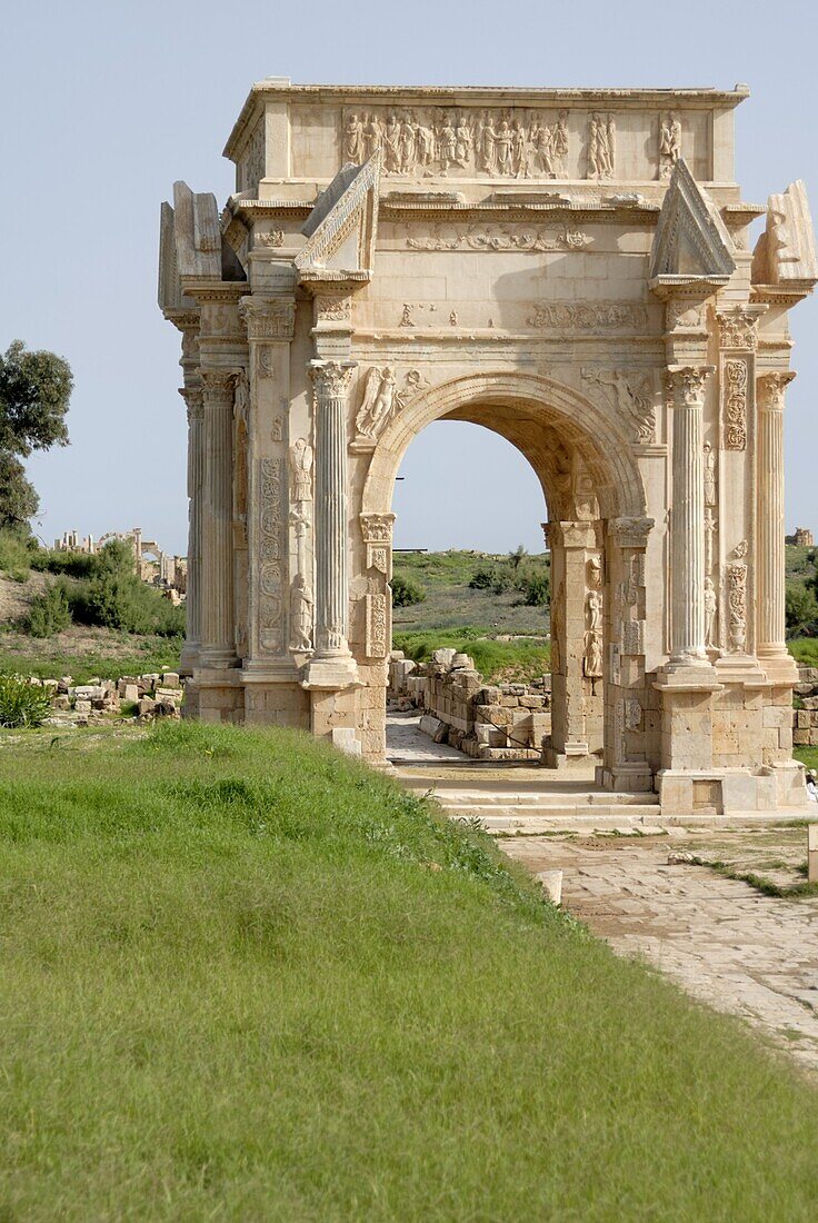 Arch of Septimius Severus, Leptis Magna, UNESCO World Heritage Site, Libya, North Africa, Africa