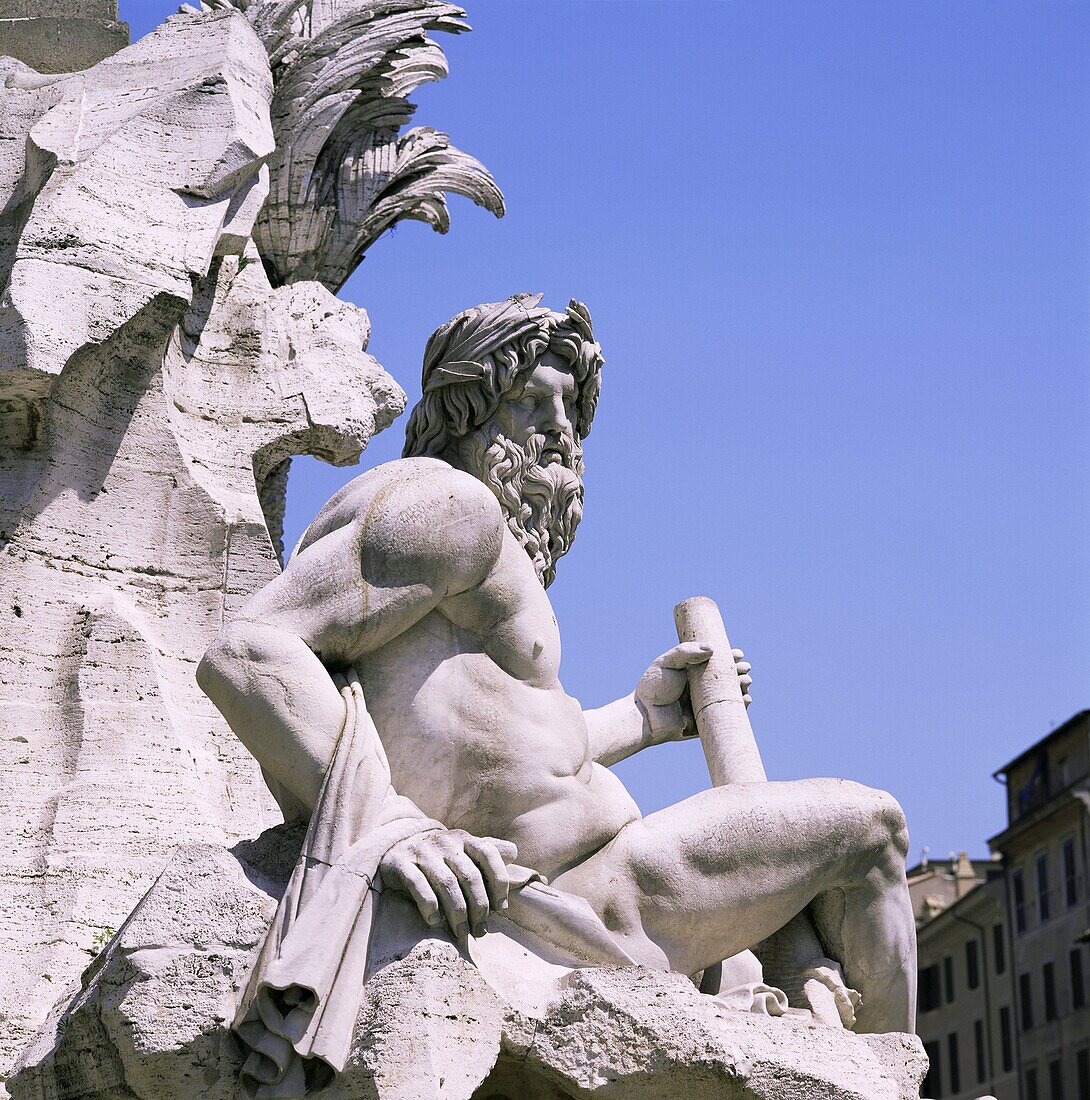 Giacomo della Portas statue, Piazza Navona, Rome, Lazio, Italy, Europe