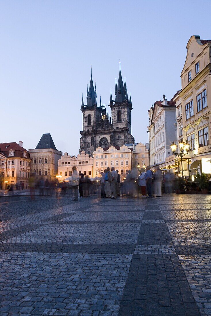 Evening, Old Town Square, Church of Our Lady before Tyn, Old Town, Prague, Czech Republic, Europe