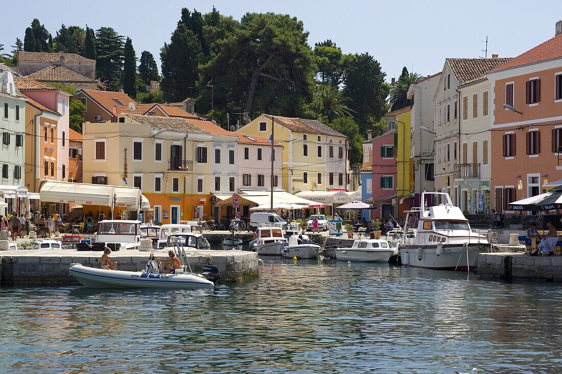 The colourful harbour in Veli Losinj, island of Losinj in the Kvarner region, Croatia, Adriatic, Europe