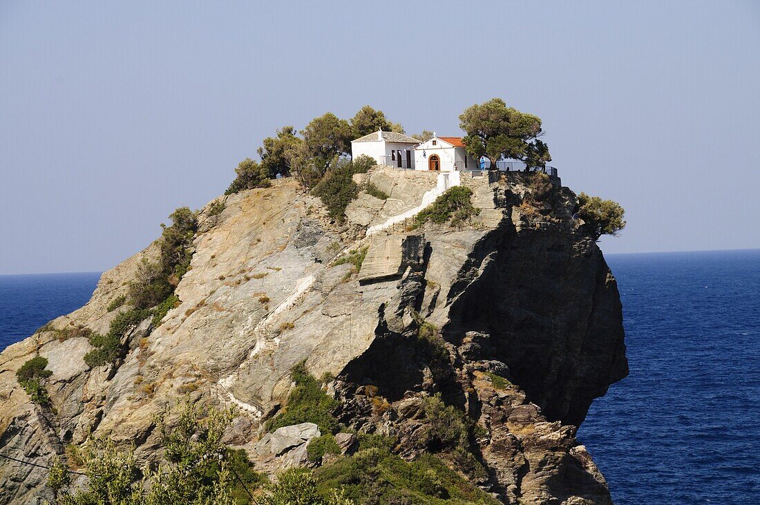 Church of Agios Ioannis, used in the film Mamma Mia for the wedding scene, Skopelos, Sporades Islands, Greek Islands, Greece, Europe