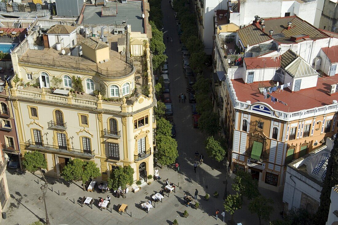 The famous El Giraldillo restaurant, Plaza Virgen de los Reyes, Santa Cruz district, Seville, Andalusia, Spain, Europe