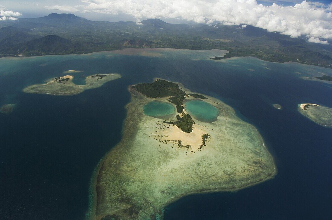 Coral island in shape of a face near Puerto Princesa, Palawan Province, Philippines, Southeast Asia, Asia