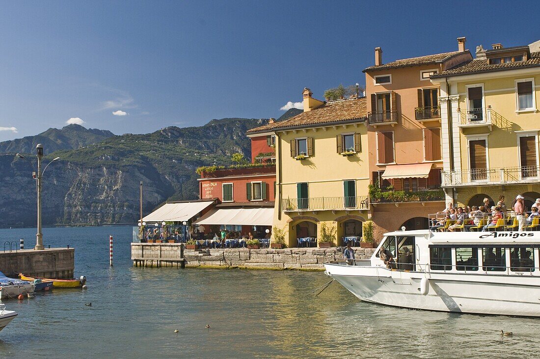 The harbour at Malcesina, Lake Garda, Veneto, Italy, Europe