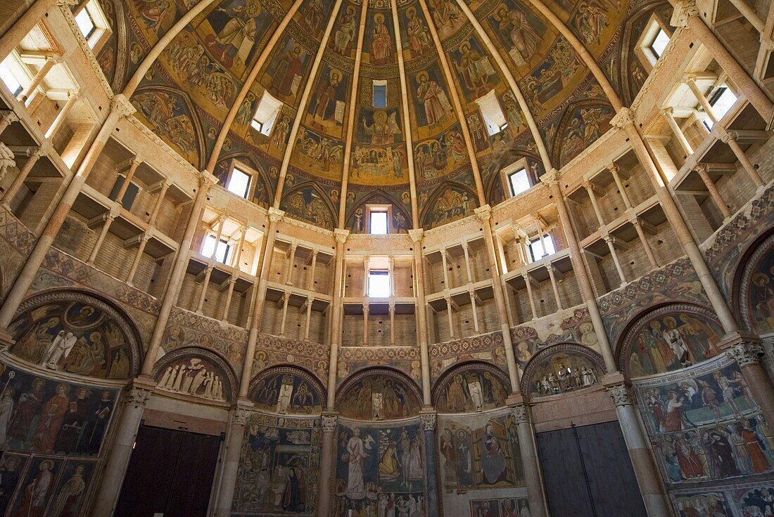 Interior of the Baptistry, Parma, Emilia Romagna, Italy, Europe