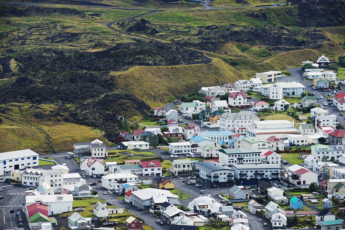Heimaey Town, Heimaey Island, Vestmannaeyjar, volcanic Westman Islands, Iceland, Polar Regions