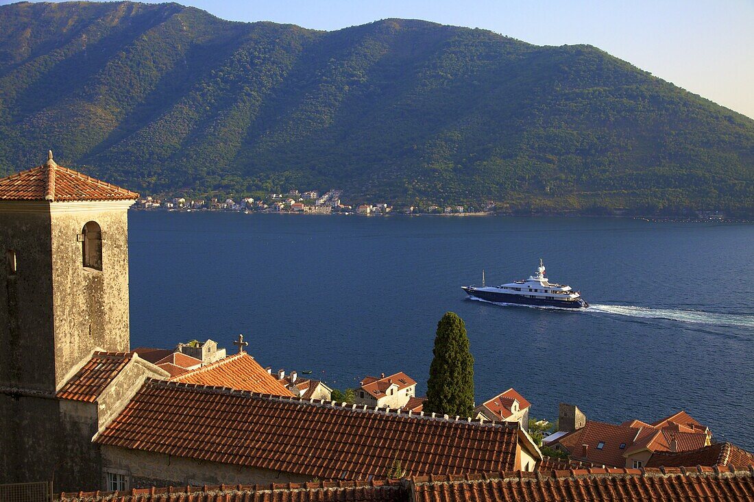 Kotor Bay, UNESCO World Heritage Site, viewed from Perast, Montenegro, Europe
