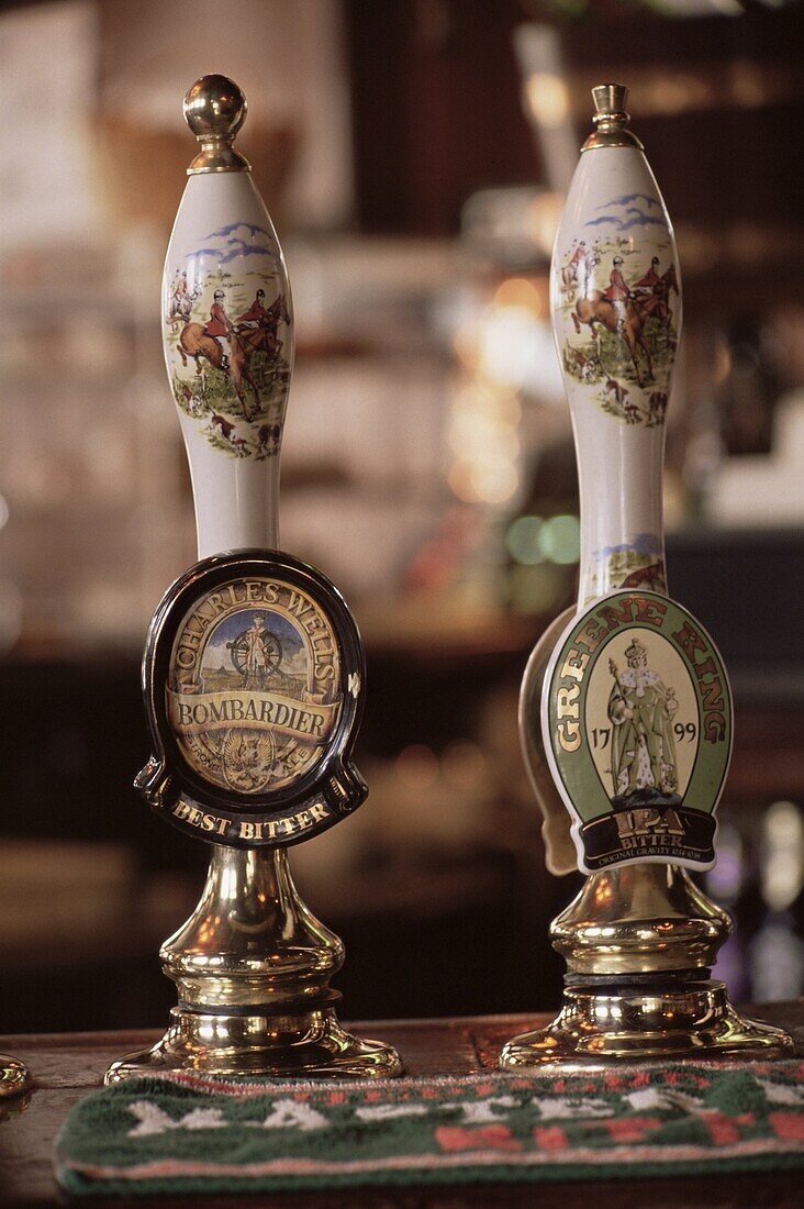 Beer pumps, Sun Pub, London, England, United Kingdom, Europe