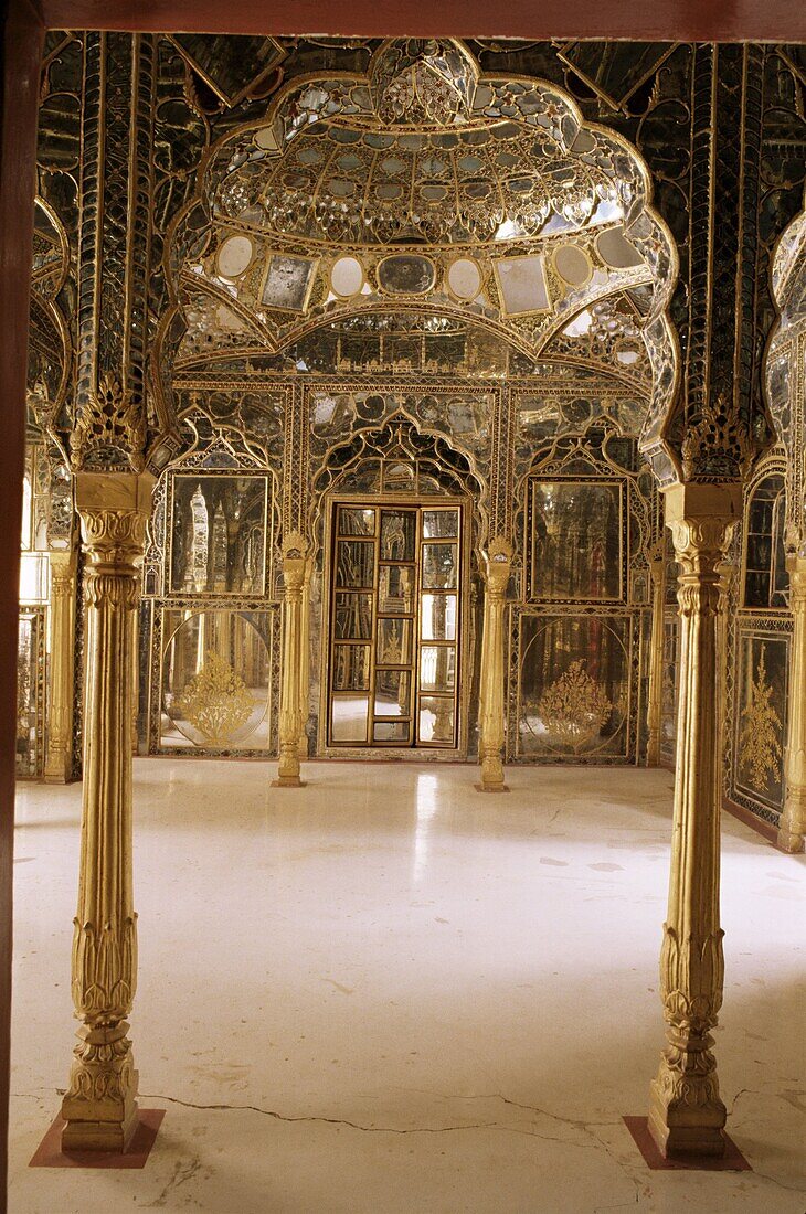 The Sheesh Mahal or (hall of mirrors) a traditional feature of Rajasthan palaces, Kuchaman Fort, Rajasthan state, India, Asia