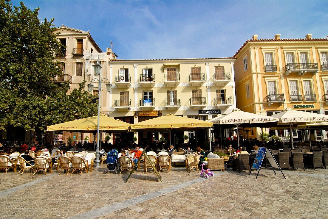 Central square of Nafplio, Peloponnese, Greece, Europe