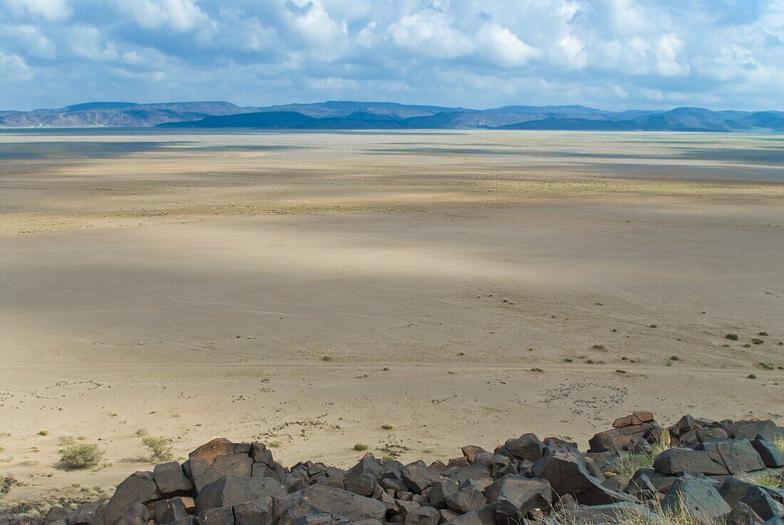 View over the dry desert of the Republic of Djibouti, Africa
